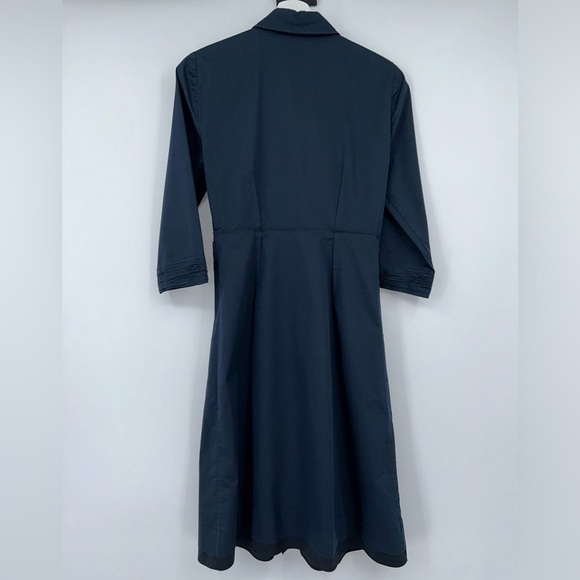 Elie Tahari Navy Dress with Sleeves Size 4 Smocked Pleated - Picture 2 of 3